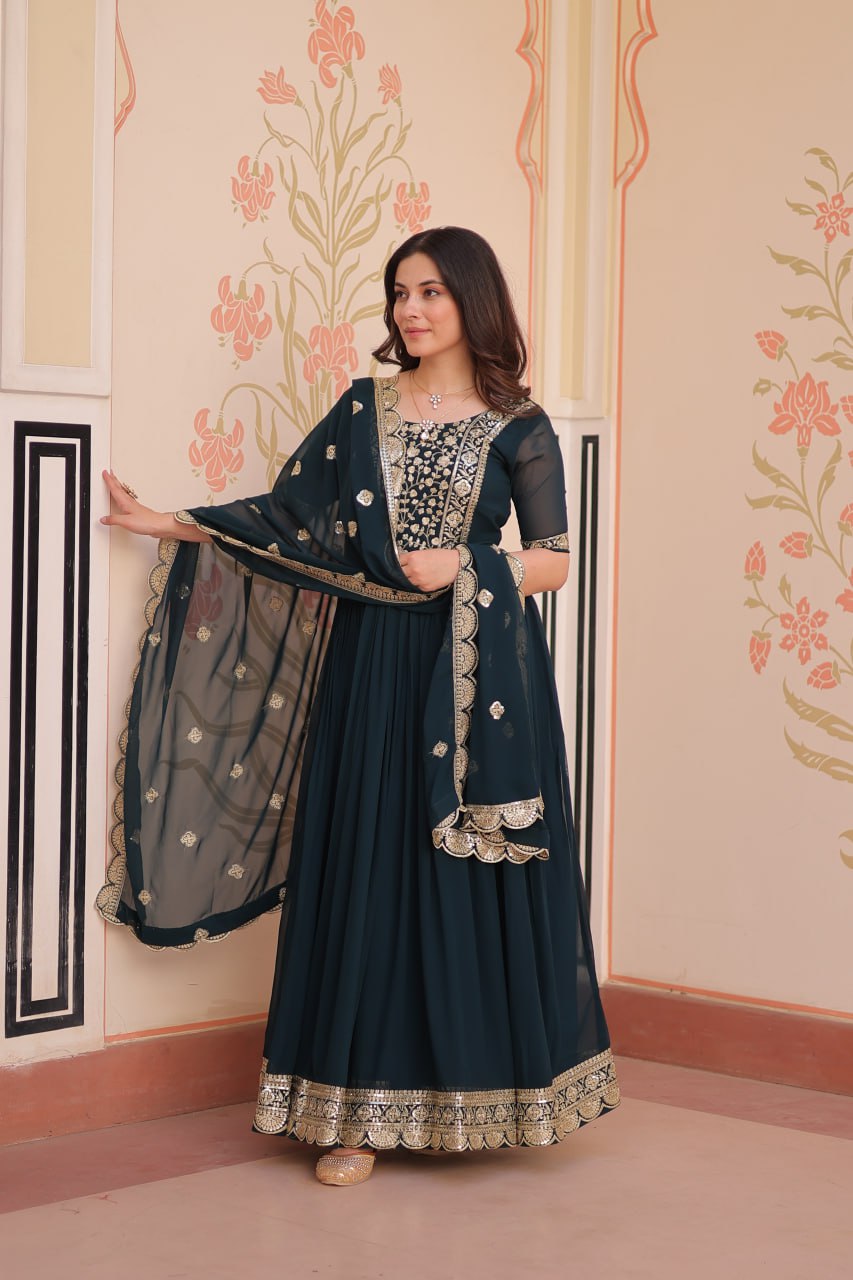 Designer Gown 2025 - Ready Made, Embroidered | Rangbhoomi