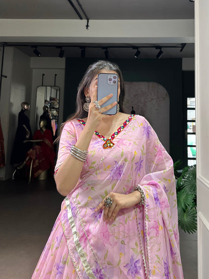 Celebrate Tradition Elegantly with a Floral Tabby Silk Lehenga Perfect for Festive Occasions