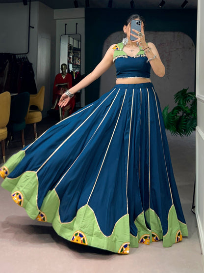 RangBhoomi Navratri 2026 Rayon Lehenga with Gamthi Work, Gota Patti & Mirror Lace