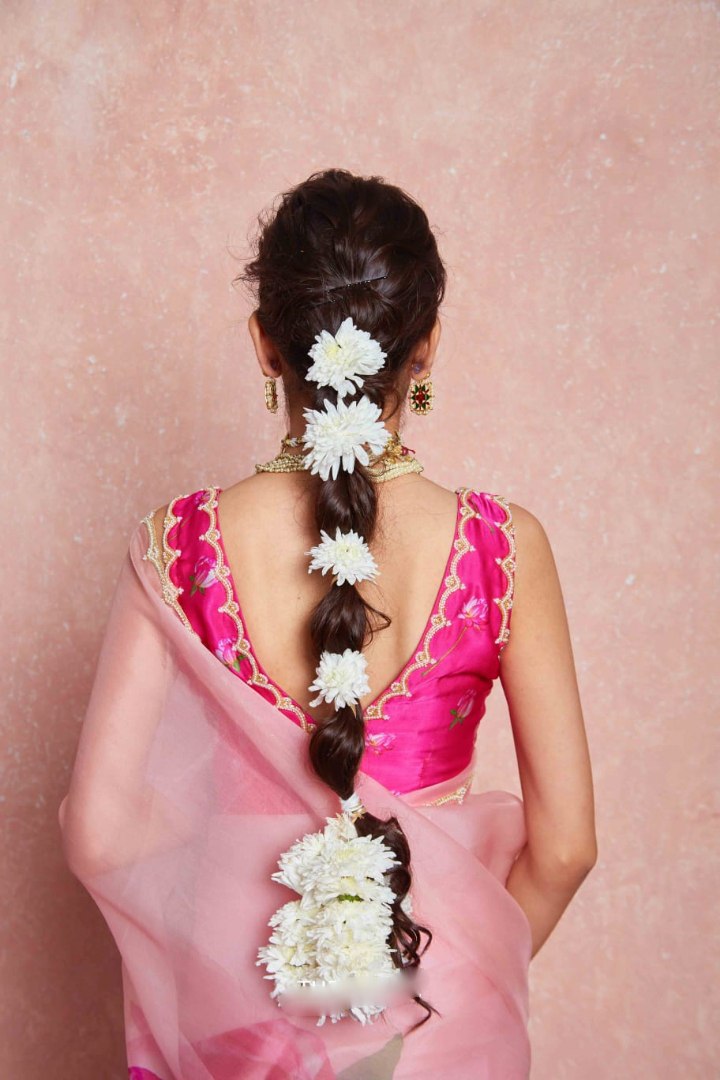 Ready To Wear Organza Silk Saree - Floral Printed