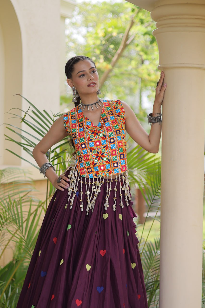 RangBhoomi Navratri Festive Cora Cotton Lehenga Set with Embroidered Blouse