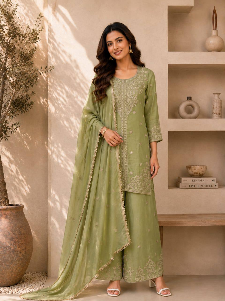 RangBhoomi Exclusive Designer Festival Wear Collection with Premium Embroidered Rangoli Crush Fabric
