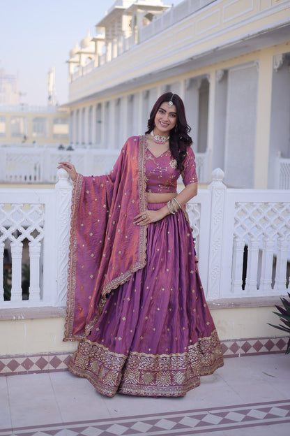 RangBhoomi Elegant Lehengha Choli Dupatta Set in YSL Silk with Sequins and Zari Embroidery