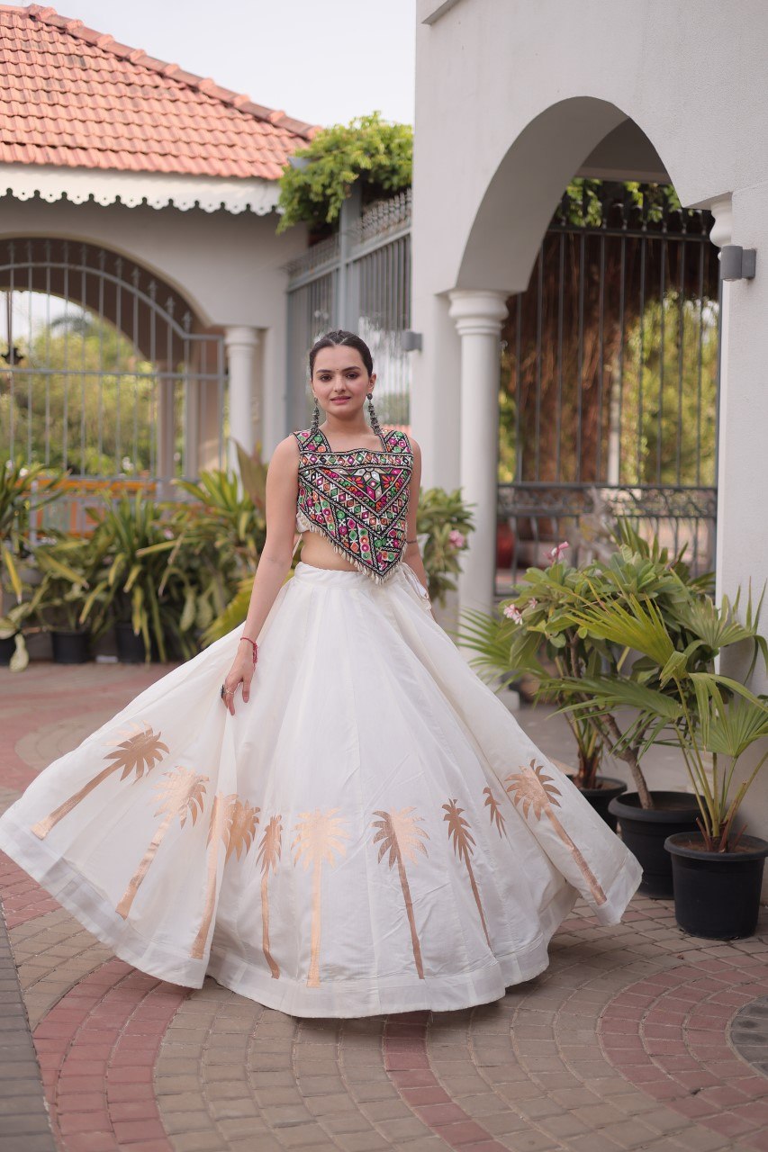 RangBhoomi Navratri Lehenga Choli Collection 2026 — Roman Fabric with Kutchi Embroidery