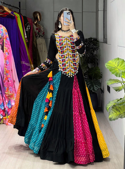 Ethnic Women's Lehenga Set with Traditional Embroidered Top – Multicolor Navratri Collection 2025