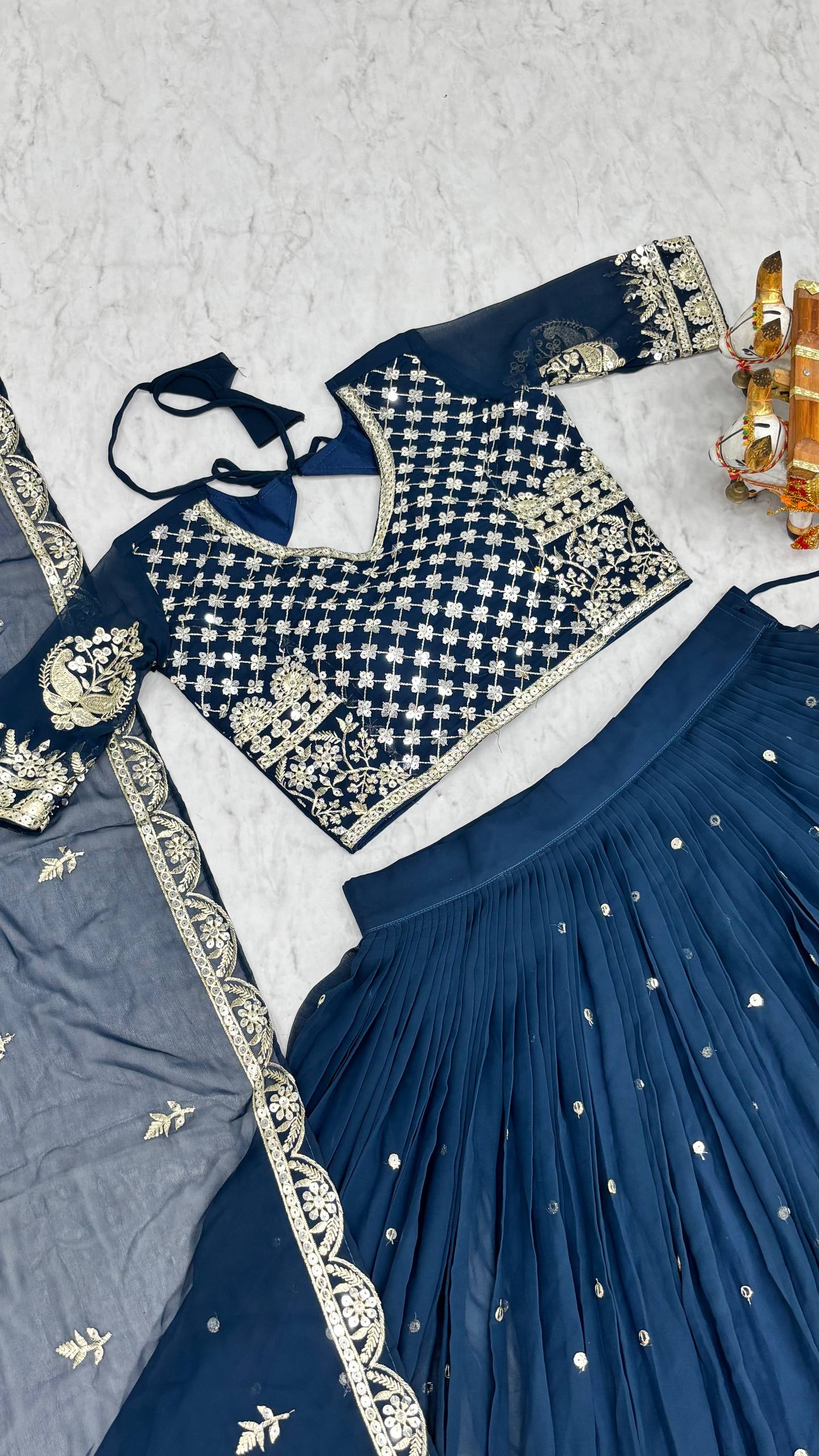 RangBhoomi Heavy Fox Georgette Embroidered Wedding Lehenga Choli Set