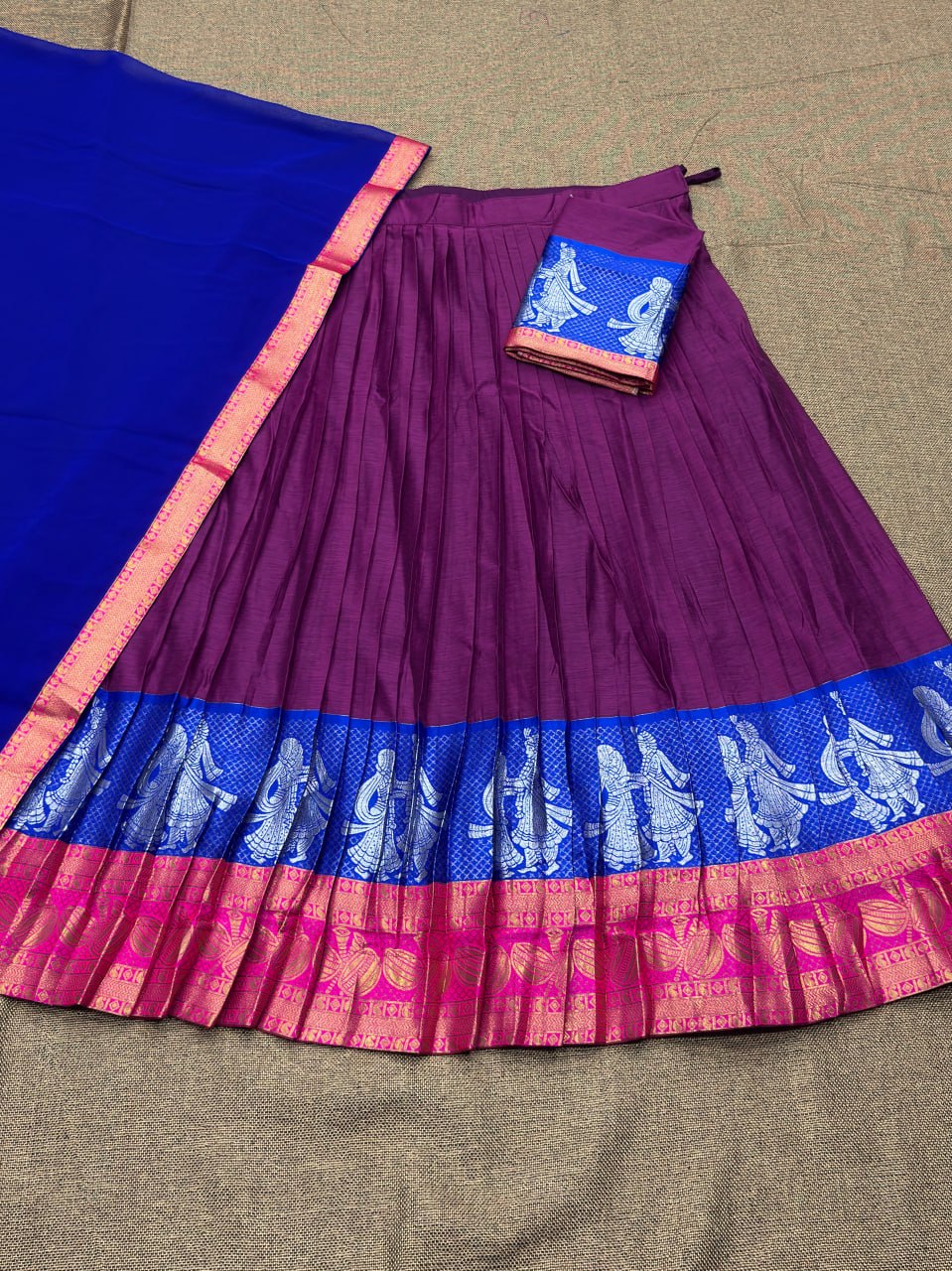 RangBhoomi Premium South Indian Kanjivaram Silk Lehenga Set with Georgette Dupatta and Zari Weaving