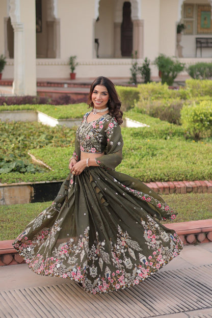 RangBhoomi Premium Designer Sequined Embroidered Lehenga Choli and Dupatta Set