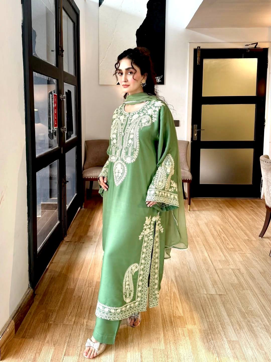 Elegant Designer Party Wear Set with Pure Soft Nylon Organza Silk Top, Palazzo Pants & Dupatta