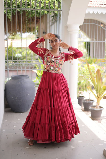 RangBhoomi Navratri Gown Collection 2026 — White, Maroon & Black Festive Gown