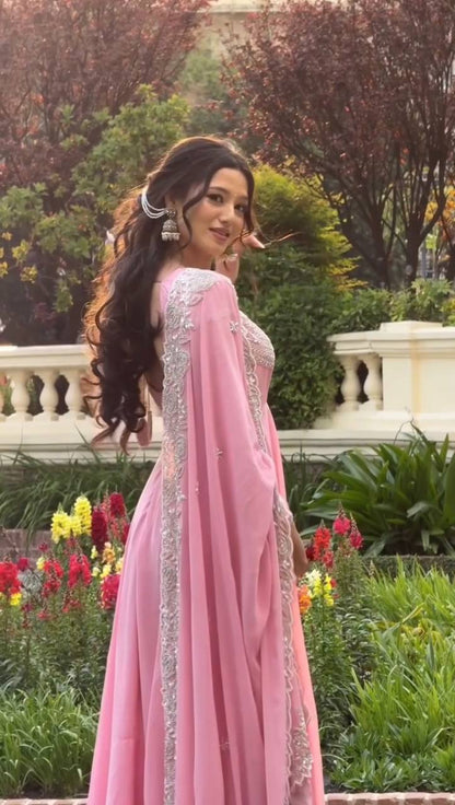 RangBhoomi Designer Heavy Fox Georgette Embroidered Party Gown Set - Elegant Festive Wear