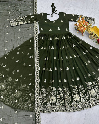 RangBhoomi Exclusive Festival Long Gown with Elegant Dupatta