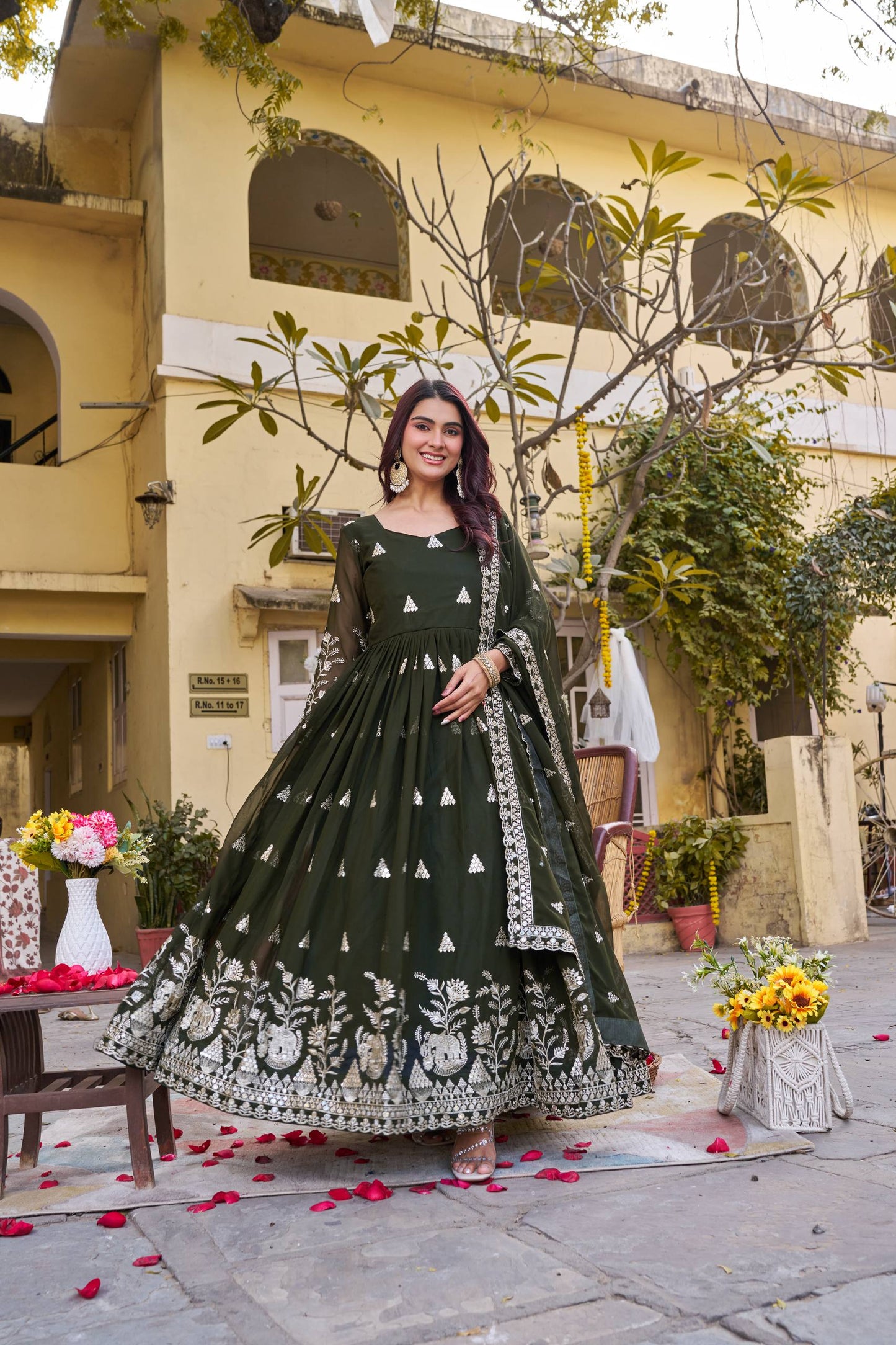 RangBhoomi Exclusive Festival Long Gown with Elegant Dupatta