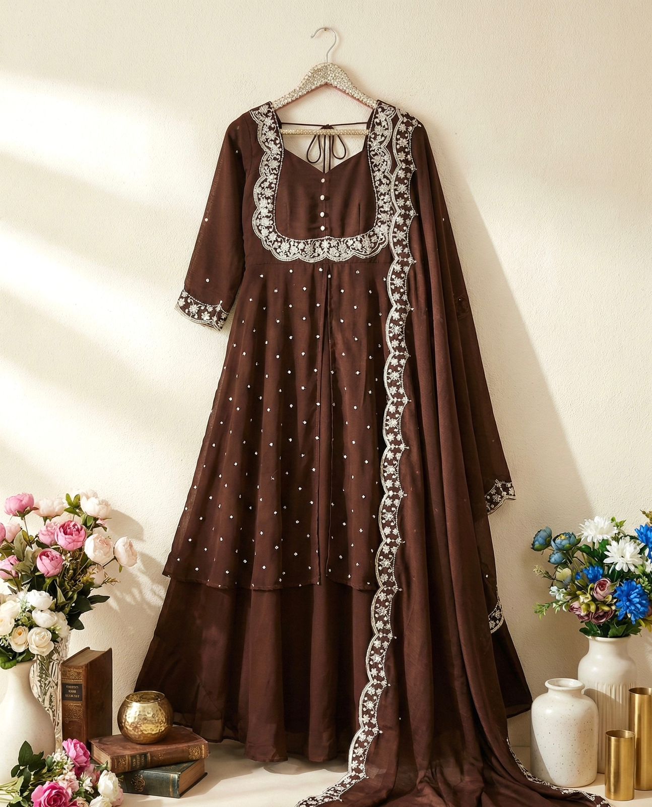 Elegant Skirt and Cape Ensemble for Modern and Traditional Fashion