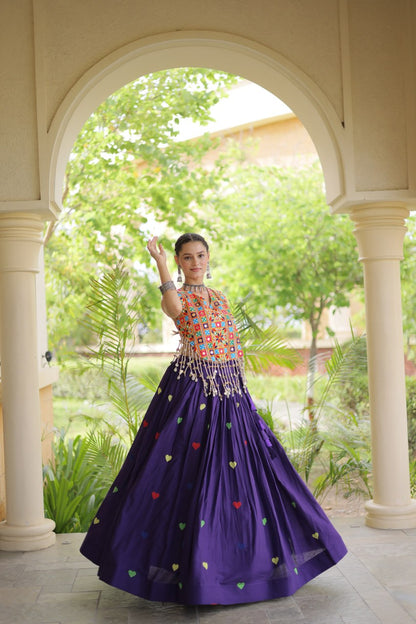 RangBhoomi Navratri Festive Cora Cotton Lehenga Set with Embroidered Blouse