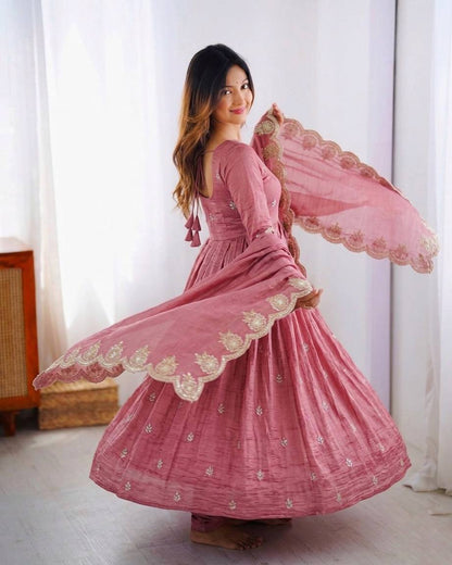 RangBhoomi Elegant Embroidered Sequined Anarkali Three-Piece Set