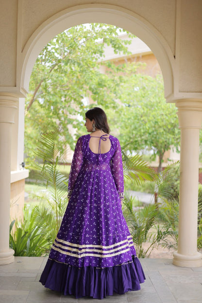 RangBhoomi Navratri 2026 Lehenga & Kurti Set – Kora Cotton Lehenga with Bandhni Faux Georgette Kurti (L, 40" Stitched)