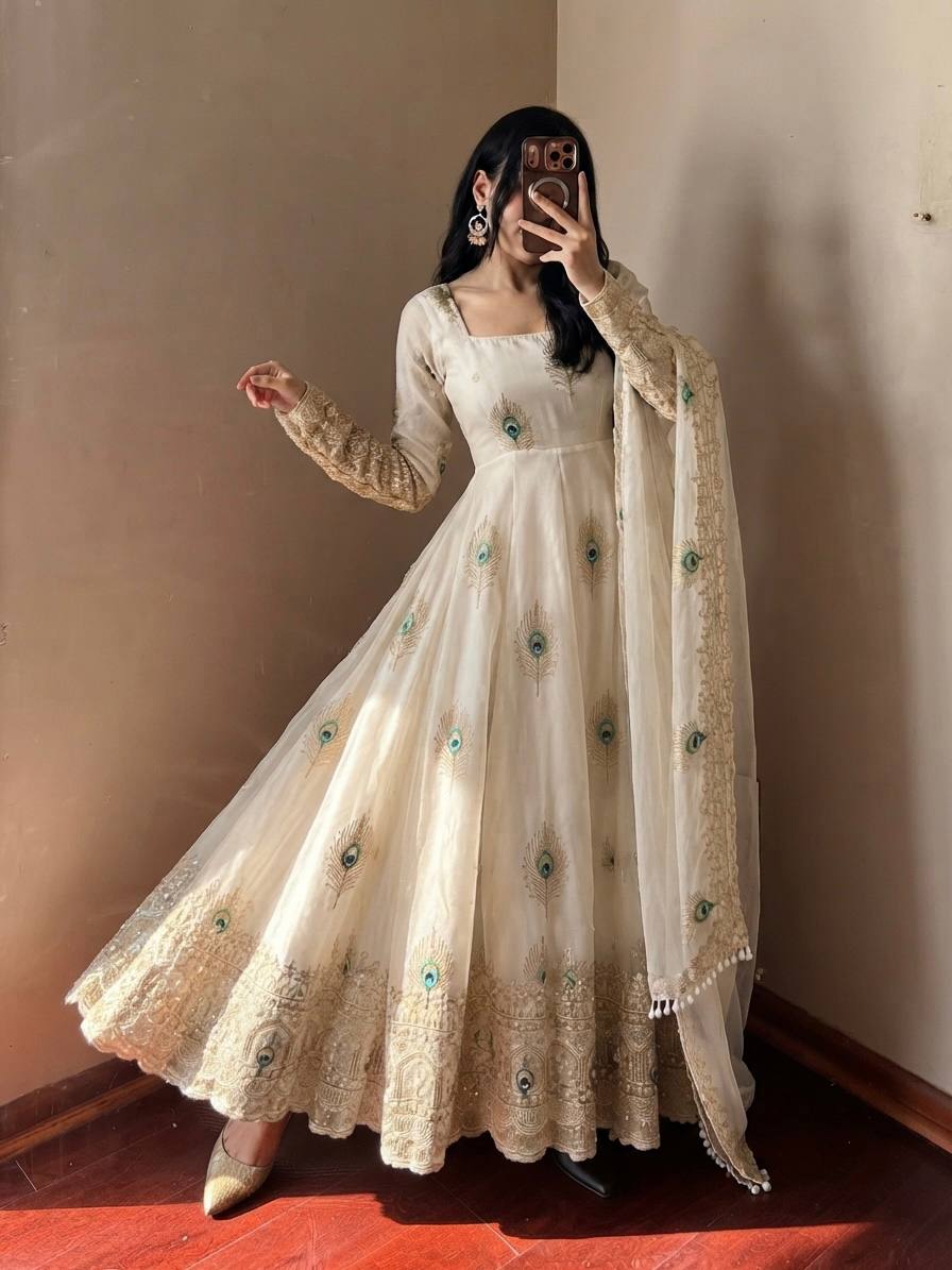 RangBhoomi Fendy Silk Gown with Fully Flair