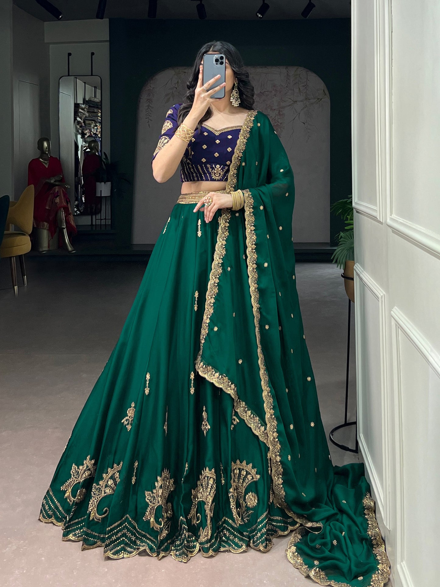 Regal Couture Luxury Lehenga Set in Rangoli Silk with Sequins and Thread Embroidery