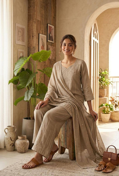 Designer Wear Festival Special Collection - Elegant Vichitra Embroidered Ensemble with Palazzo and Dupatta
