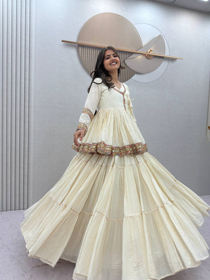 RangBhoomi Navratri Kediyu-Style Lehengacholi – Pure Cotton, 9m Flair, Fully Stitched