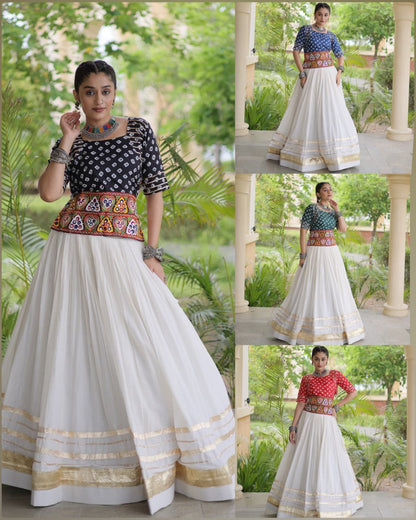 RangBhoomi Navratri Festive Lehenga Set - Cora Cotton & Bandhej Embroidered Blouse