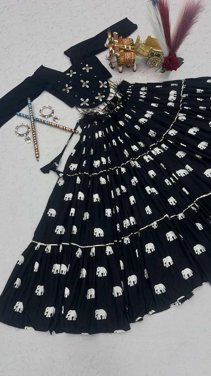 RangBhoomi Navratri Special Handwork Cotton Lehenga Choli — 9m Flair, Heavy Embroidery