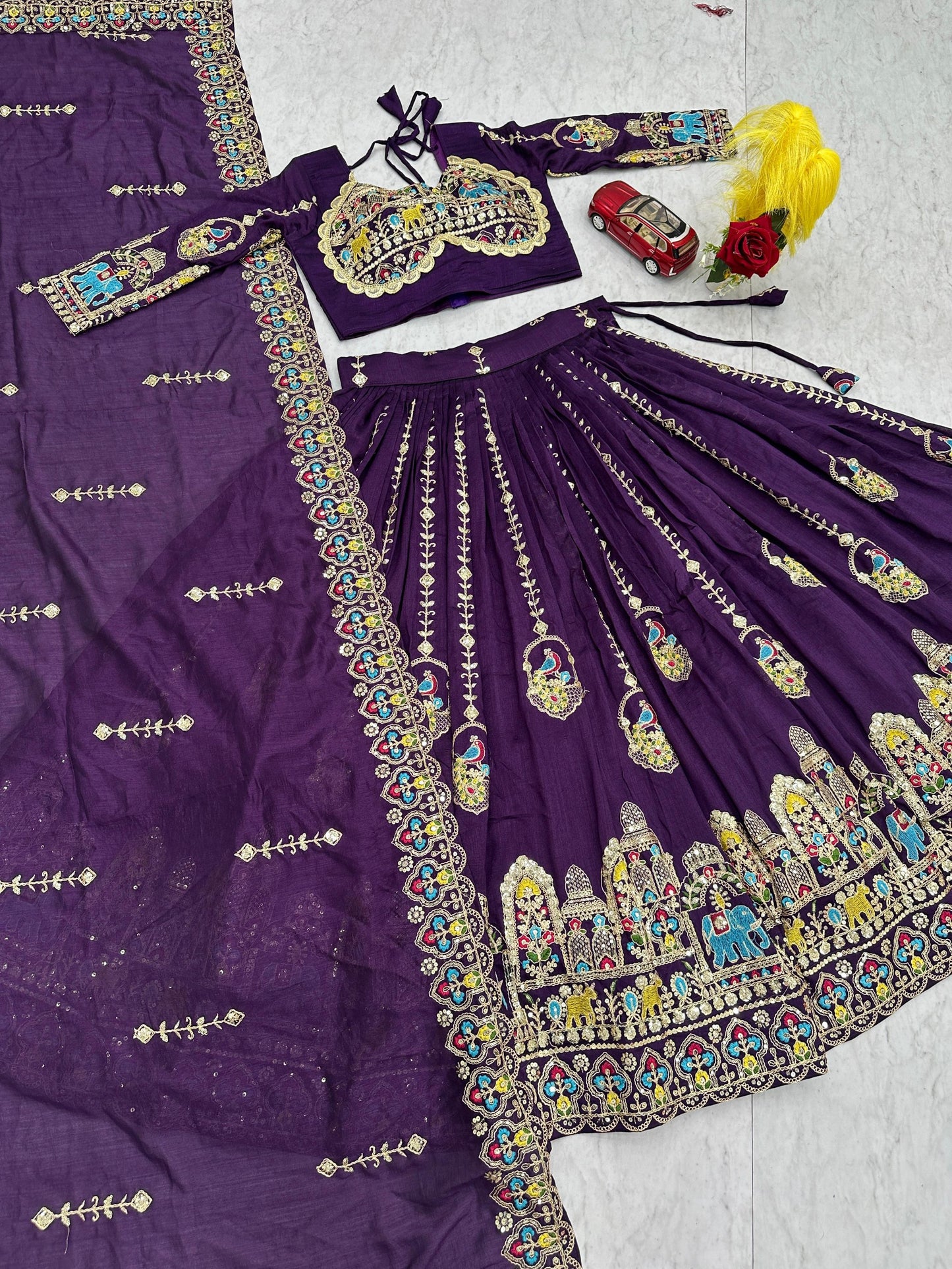 Elegant Festival Lehenga Choli Set with Heavy Embroidery and Sequins
