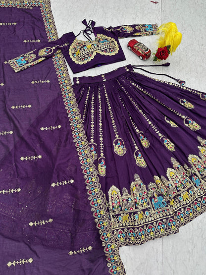 Elegant Festival Lehenga Choli Set with Heavy Embroidery and Sequins