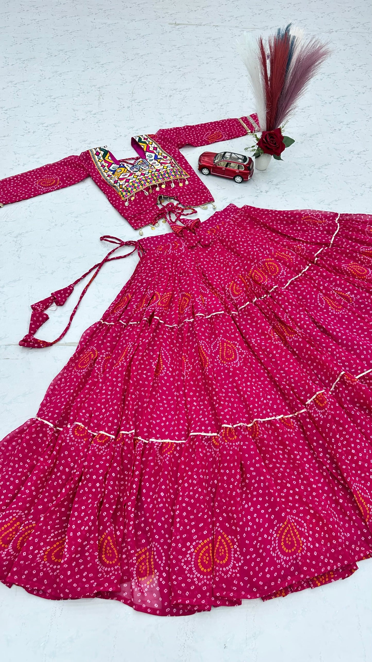 Exclusive 9-Meter Flair Navratri Special Lehenga Choli by RangBhoomi – Pure Fox Georgette with Elegant Thread Embroidery