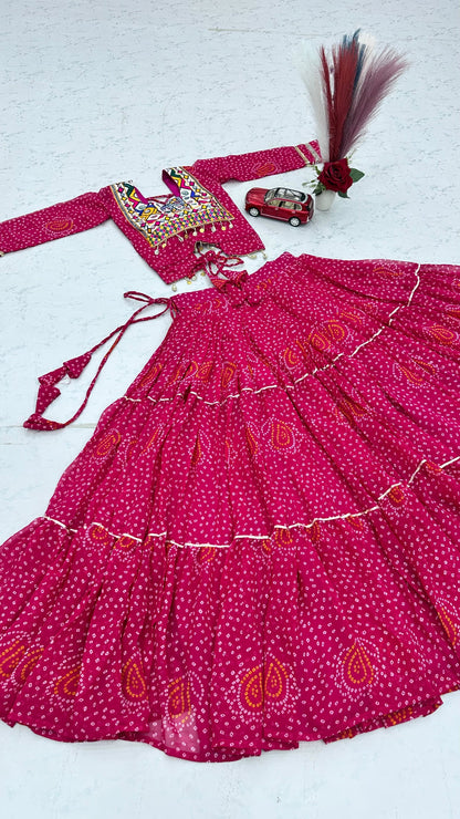 Exclusive 9-Meter Flair Navratri Special Lehenga Choli by RangBhoomi – Pure Fox Georgette with Elegant Thread Embroidery