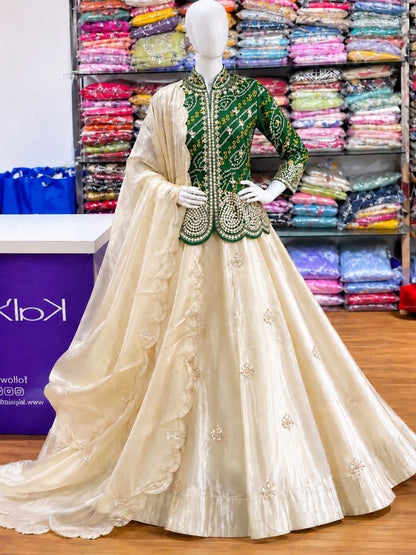 RangBhoomi Embroidered Sequence Jacket and Lehenga Choli - Ready to Wear Festive Set