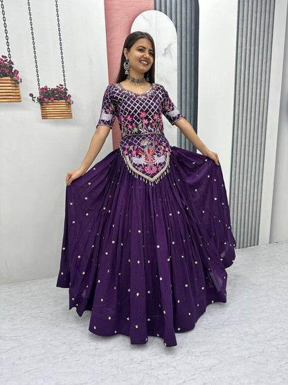 Elegant Wedding Lehenga Choli Set in Luxurious Vichitra Silk with Intricate Embroidery and Sequins