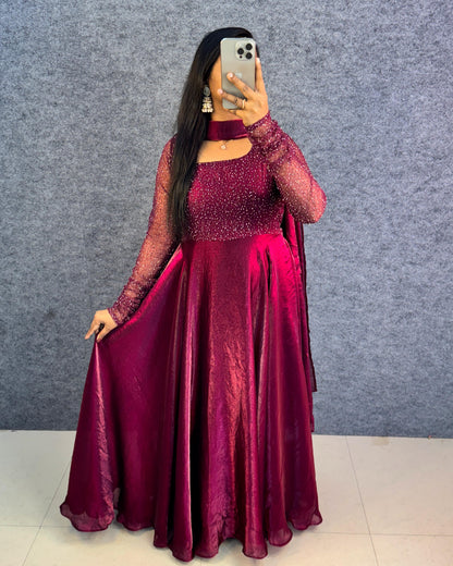 Exclusive Party Wear Draping Style Gown Outfit