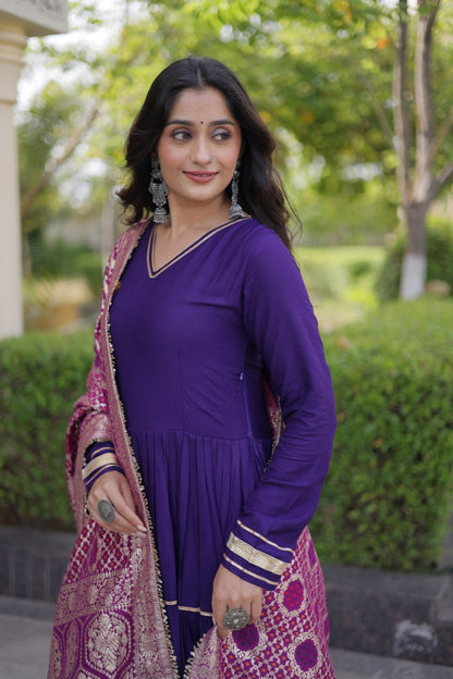 RangBhoomi Gown & Dupatta Collection 2026 — Premium Reyon Gown with Viscose Jacquard Dupatta