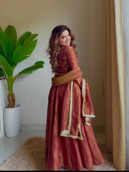 RangBhoomi New Designer Heavy Cosmos Silk Maxi Anarkali Suit – Embellished Festive Gown