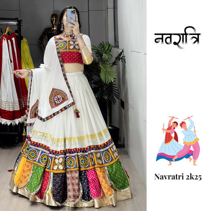 Premium Navratri Ethnic Chaniya Choli Set 2026 with Multicolor Latkans and Mirror-Embellished Fancy Blouse