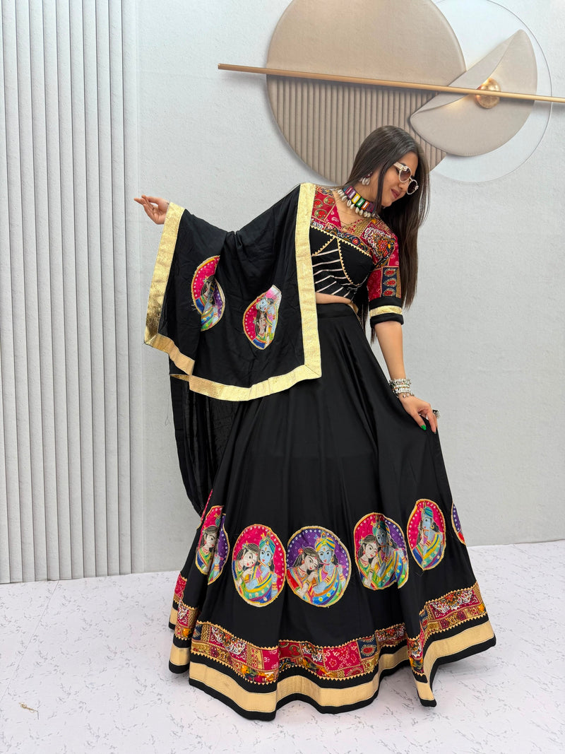 Pure Cotton 6-Meter Flair Lehenga Choli — Navratri Special, Fully Stitched with Cups