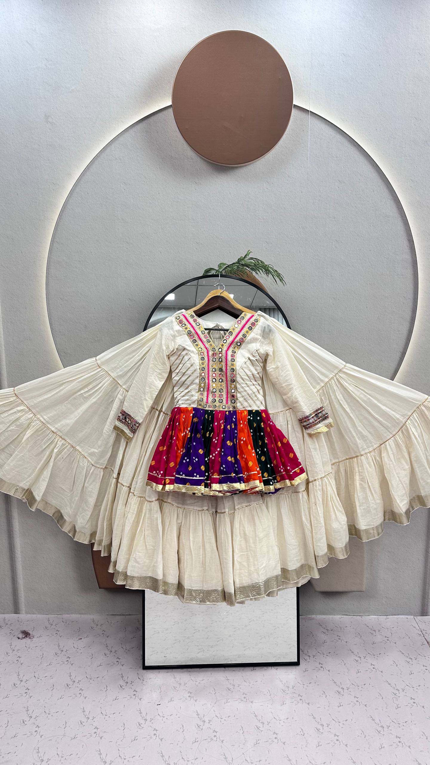 RangBhoomi Navratri Special Lehengacholi – Pure Cotton Kediyu & 9m Flair Lehenga, Fully Stitched