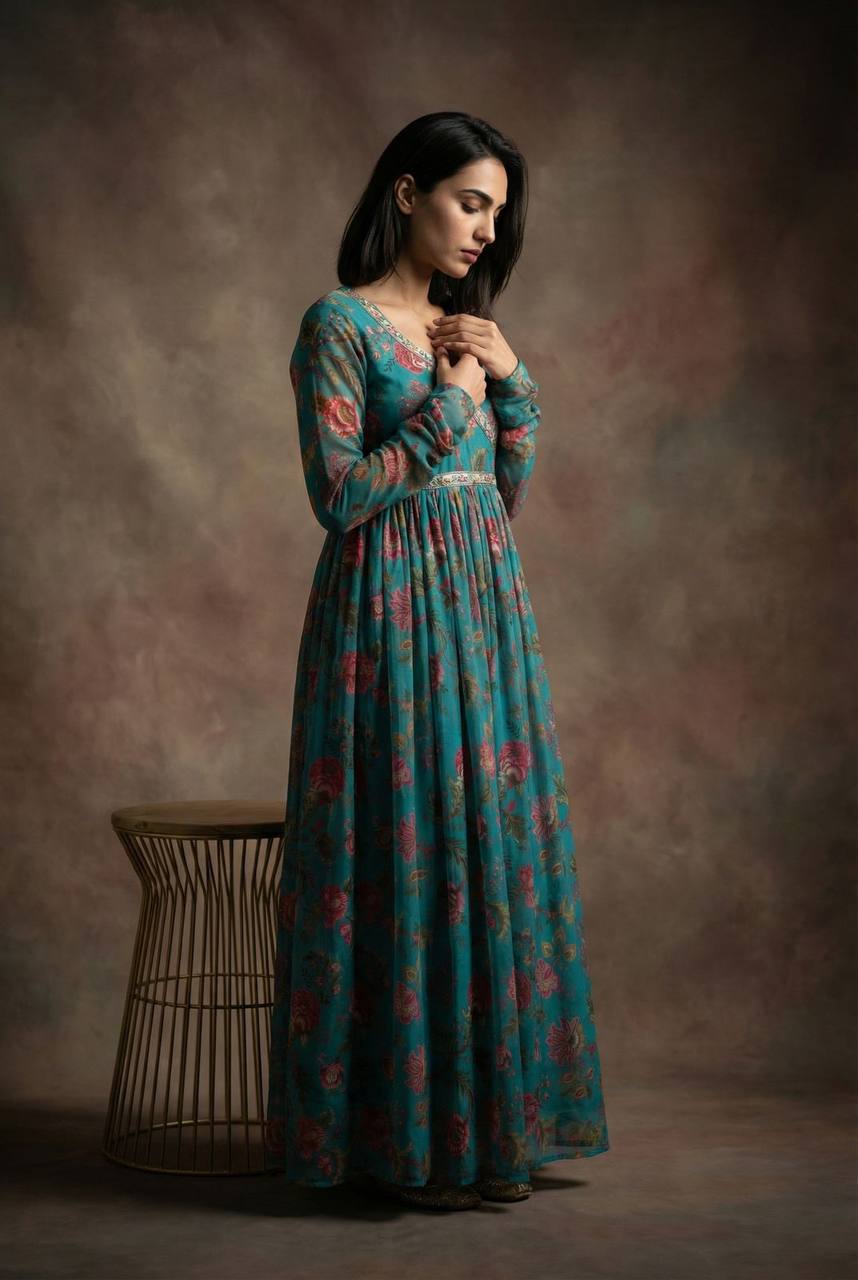 Heavy Tebby Organza Embroidered Gown - Premium Party Wear Outfit