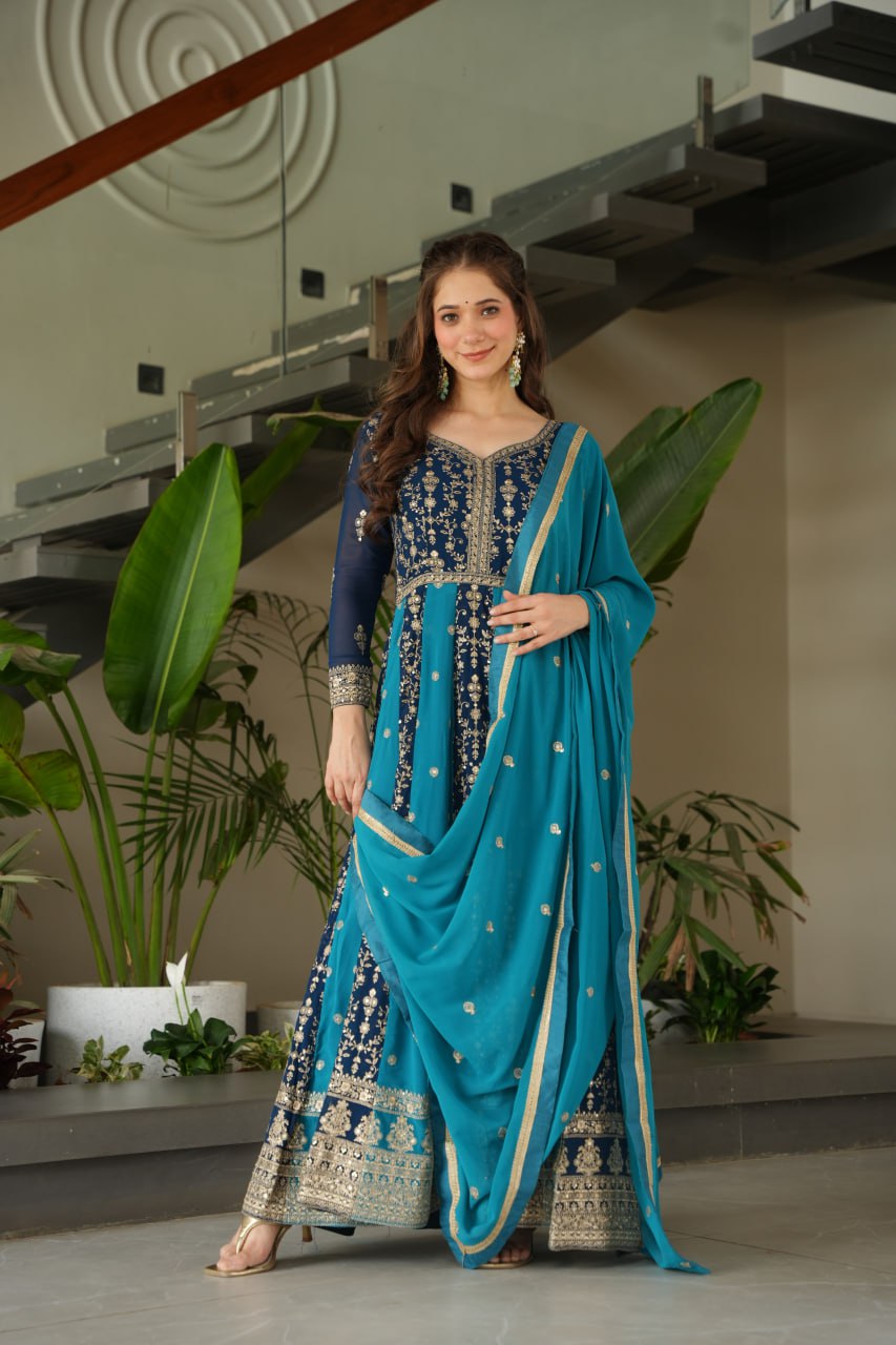 Designer Gown-Dupatta Collection | Zari & Sequin Embroidery
