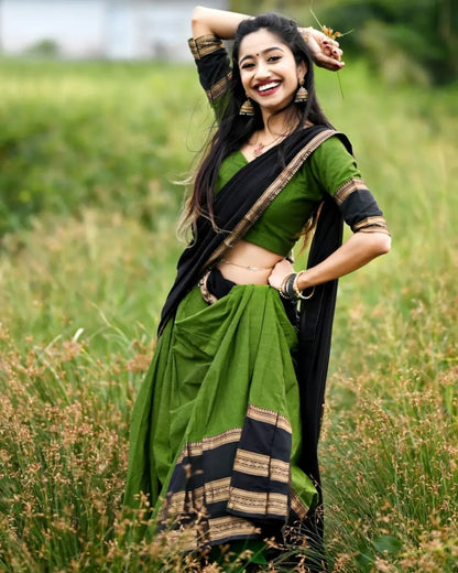 RangBhoomi Elegant South Indian Kanjivaram Silk Lehenga Ensemble with Zari Weaving and Georgette Dupatta