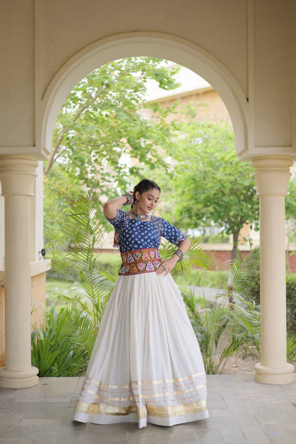 RangBhoomi Navratri Festive Lehenga Set - Cora Cotton & Bandhej Embroidered Blouse