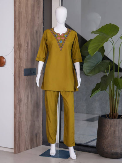 RangBhoomi Premium Reyon Kurti with Plazo Set - Comfortable Daily & Office Wear