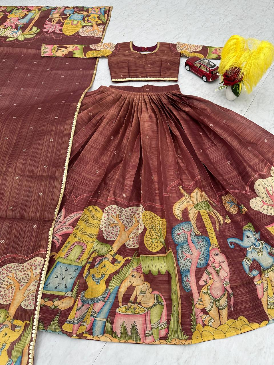 Rangbhoomi Kalamkari Lehenga Choli