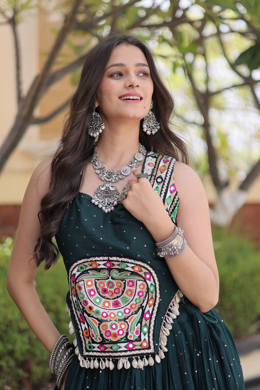 RangBhoomi Navratri Lehenga Choli Collection 2026 — Full-Stitched Mukesh Reyon Set