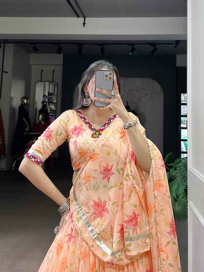 Celebrate Tradition Elegantly with a Floral Tabby Silk Lehenga Perfect for Festive Occasions