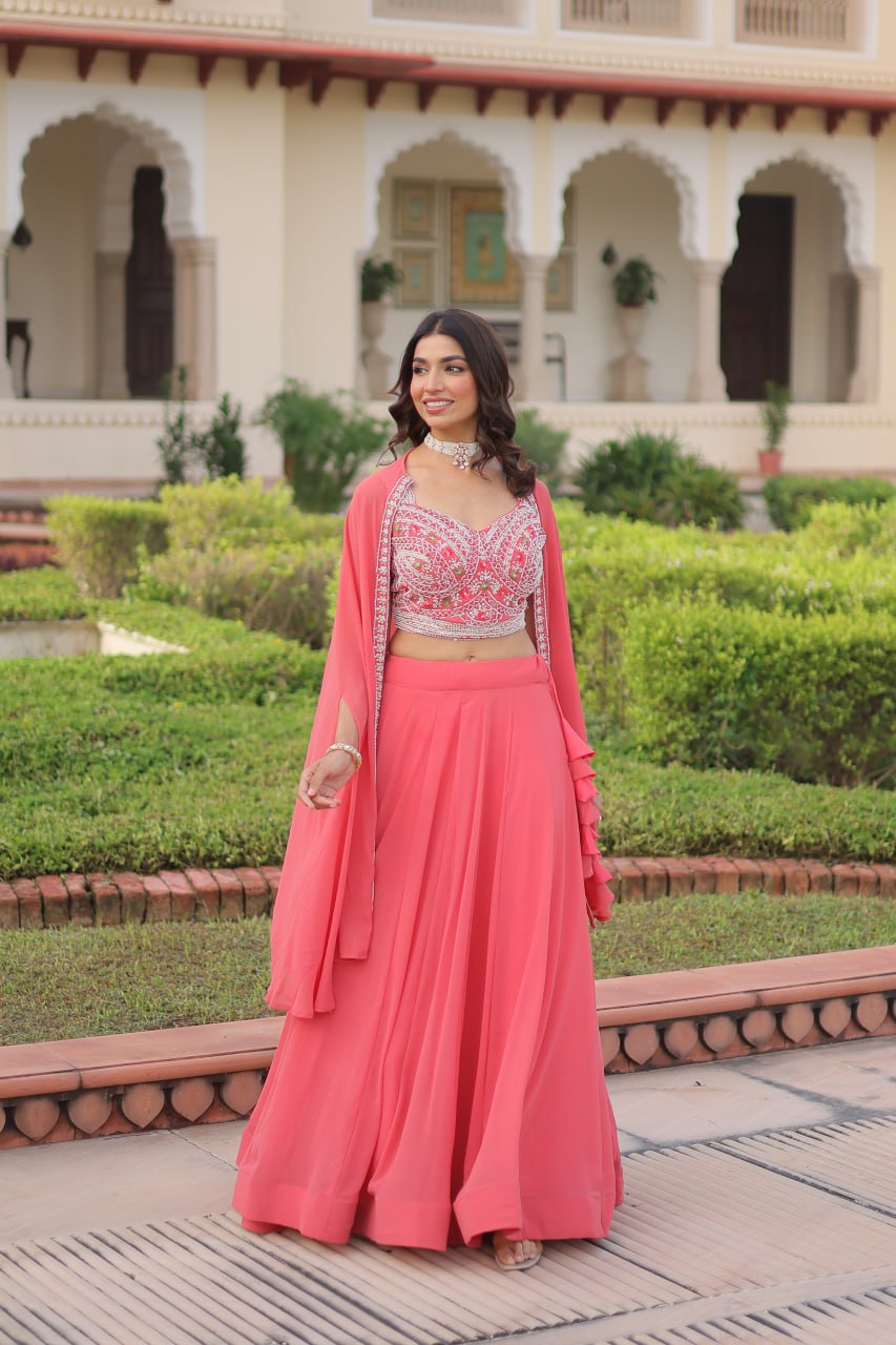 Premium Ready-to-Wear Lehenga Choli Set with Stylish Shrug Jacket