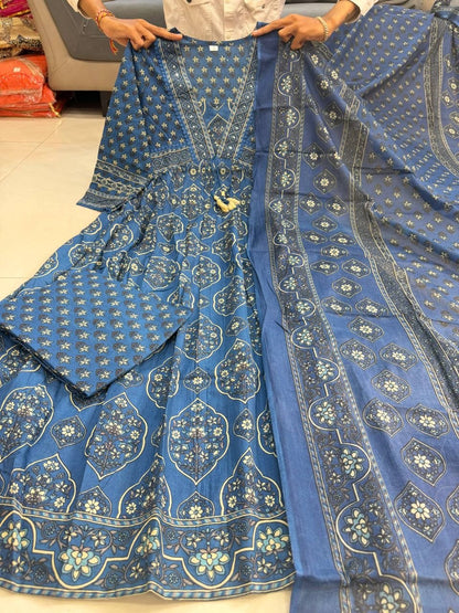 RangBhoomi Pure Cotton Anarkali Suit Set - 4 Piece Ready-to-Wear Ensemble