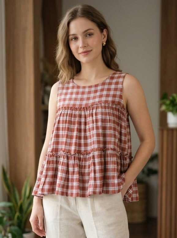 RangBhoomi Elegant Summer Linen Cotton Top and Pants Set